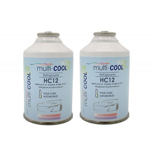 Lot De 2 Canettes Réfrigérant Multicool 12a , Remplace Le R12, R134a Et 1234yf  - 160 Grs - Avec Filetage 1/2 Acme