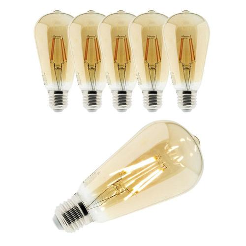 Lot De 6 Ampoules D?Co Filament Led Ambr?E 4w E27 400lm 2500k - Edison