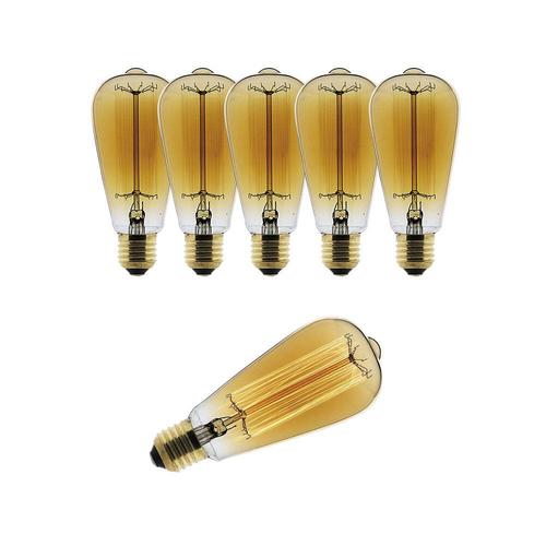 Lot De 6 Ampoules D?Co Filament Carbone Edison 25w E27 2700k (Blanc Chaud)