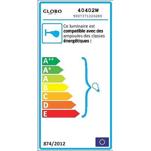 Applique Calimero Chrom? Verre Satin? Blanc L.30xh.18cm