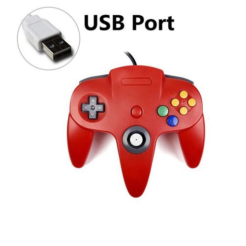 Usb Rouge - Manette De Jeu Filaire N64 Pour Pc Et Mac, Joystick Pour Gamecube