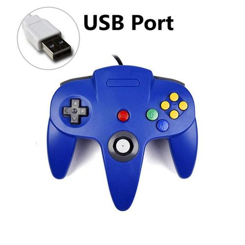 Usb Bleu - Manette De Jeu Filaire N64 Pour Pc Et Mac, Joystick Pour Gamecube