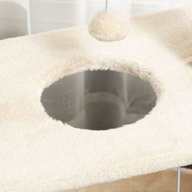 Arbre À Chat Griffoirs Grattoir Jeu Boules Suspendues Plateformes Ronde, Rectangulaire Et Demi-Cylindrique Peluche Jute Naturelle Beige