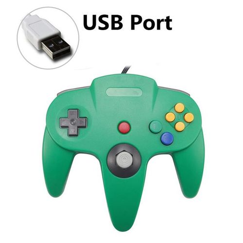 Green Usb - Manette De Jeu Filaire N64 Pour Pc Et Mac, Joystick Pour Gamecube