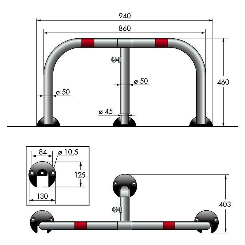 Barrière De Parking 3 Pieds Fixation Par Étrier