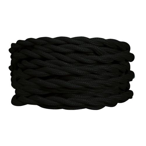 2 câbles tissu torsadés 1x0.75mm2 longueur 3m noir