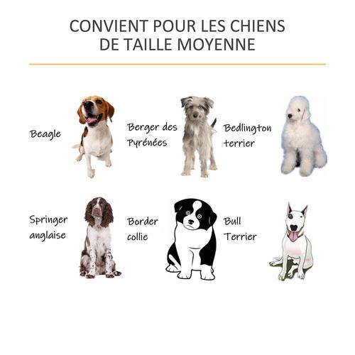 Cage Pour Chien Animaux Sur Pied - Dim. 86l X 60l X 70h Cm - Grand Coussin Peluche Courte Inclus - Porte Verrouillable - Acier Blanc Panneaux Particules Aspect Bois Gris