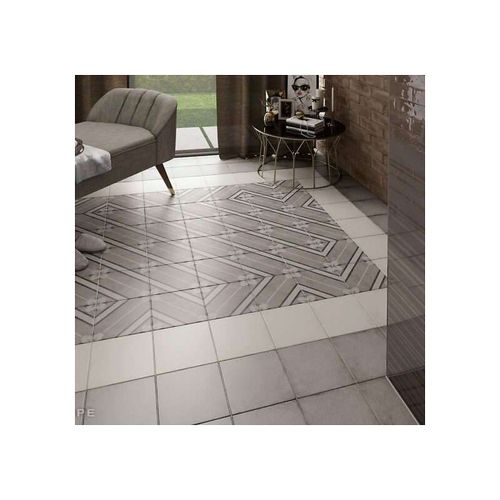 Art Nouveau - Uni Grey - Carrelage 20x20 Cm Aspect Vieilli Gris