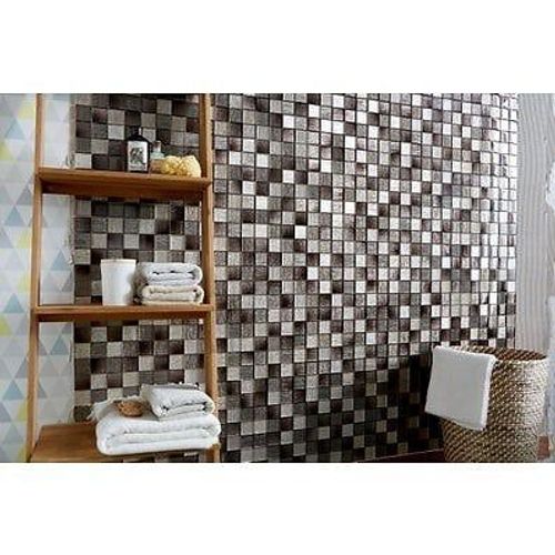 Feuille 300x300 carreaux 50x50x8mm verre mix marron tissu lisse