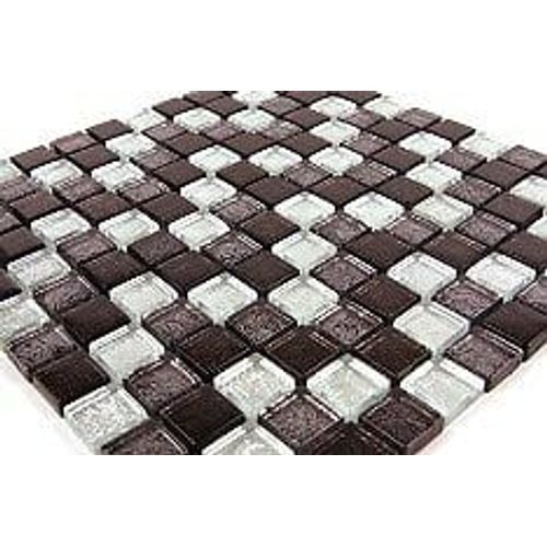 Feuille 300x300 carreaux 25x25x8 verre lisse gris noir