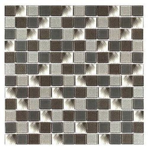Feuille 300x300 carreaux 25x25x4mm alu/verre mix gris