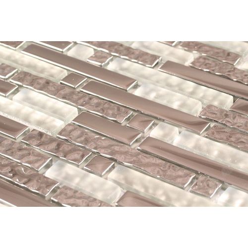 Feuille 300x300 briquettes 15/50/100x15 verre chrome blanc