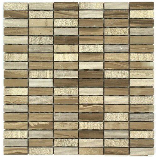 Feuille 300x300 bqs 15x48x8 marbre athens marron poli martelé rainure