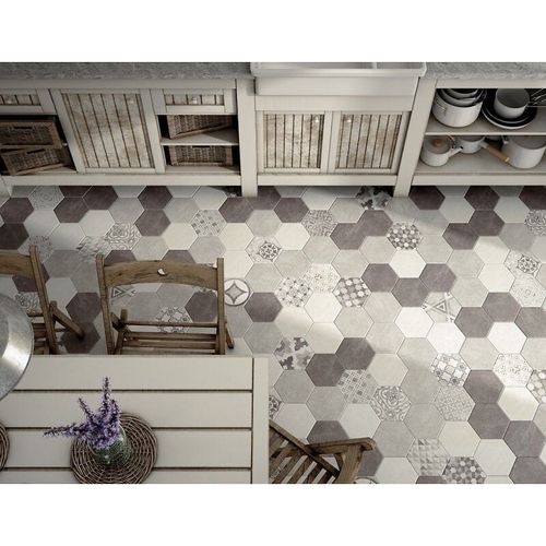 Hexatile Cement - Black - Carrelage 17,5x20 Cm Hexagonal Uni Aspect Ciment Anthracite