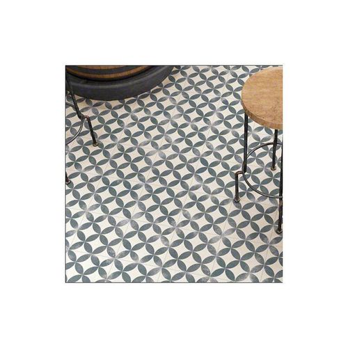 Kerala Negro Nassau Carrelage Aspect Carreaux De Ciment Motif Rosace