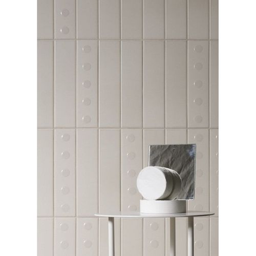 Modulo Tondi Polvere - 5,6x23,2 Cm - Carrelage À Relief Uni Taupe