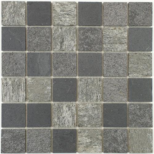 Mosaïque En Pierre Naturelle 100 X 50 Cm - Carreau 5 X 5 Cm Mixte Gris