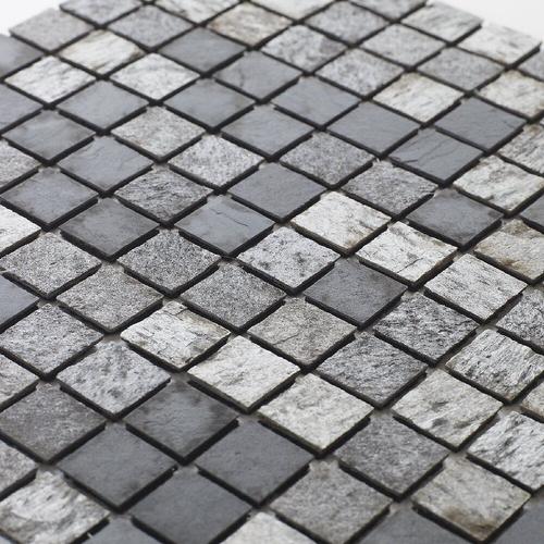 Mosaïque En Pierre Naturelle 100 X 50 Cm - Carreau 2,5 X 2,5 Cm Mixte Gris