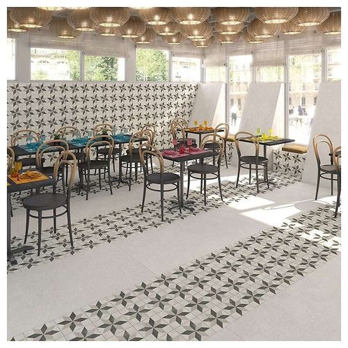 Taito Blanco Nassau Carrelage Aspect Carreaux De Ciment Motif Étoile