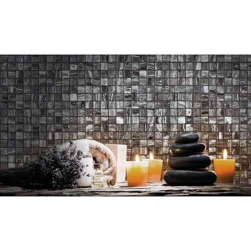 Zen Fior Di Bosco - Mosaïque En Pâte De Verre Aspect Marbre Gris/noir Mate 2,5x2,5 Cm