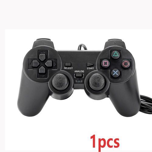 1 Pcs - Manette De Jeu Filaire Pour Console Ps2, Avec Double Vibration, Contrôleur Clair Pour Sony Playstation 2
