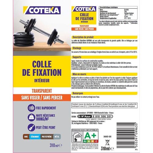 Colle fixation intérieur transparent 310ml