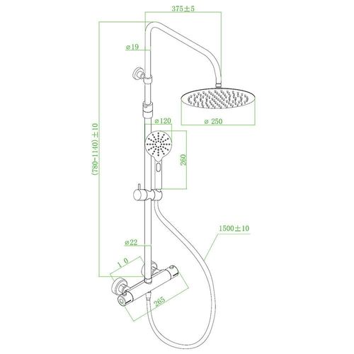 Luisa Colonne De Douche Thermostatique Noir