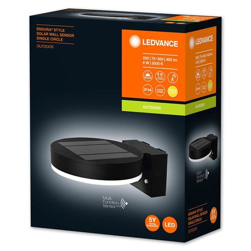 Endura Solaire Circle Wall Applique Extérieure 6w=600lm Noir