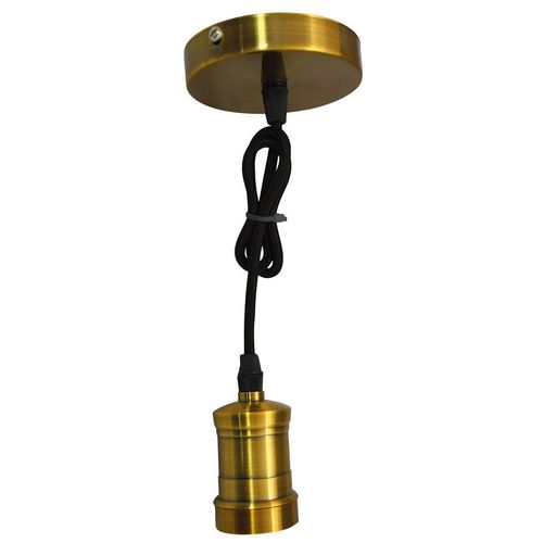 Monture M?Tal Bronze E27 Et Fil Tissu Noir