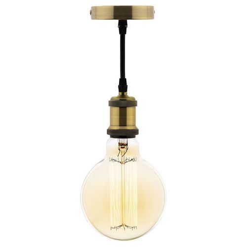 Kit Suspension Vintage Avec Câble Textile Et Ampoule Filament Carbone Petit Globe