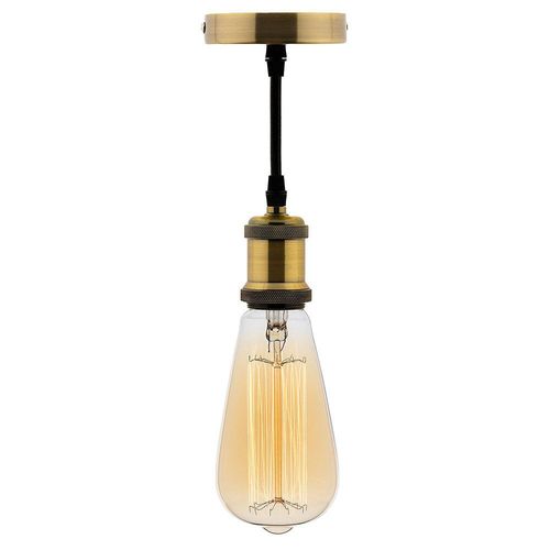 Kit Suspension Vintage Avec Câble Textile Et Ampoule Filament Carbone Edison