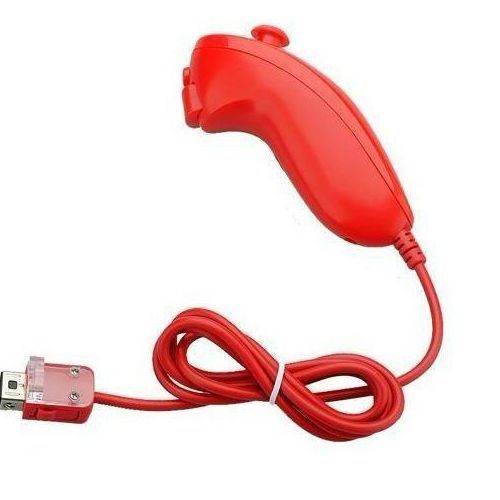 Rouge - Ostent ¿ Manette Nunchuck Filaire À Poignée Incurvée Pour Nintendo Wii, Pour Console De Jeu Vidéo, Avec Mouvement