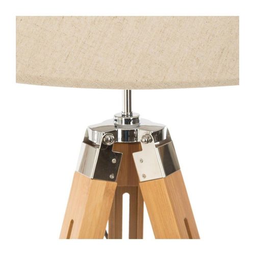 Lampadaire Tr?Pied En Bambou Et Abat-Jour Ivoire H 145 Cm