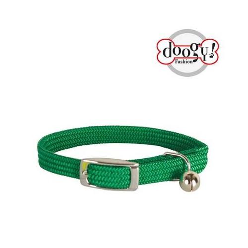 Collier Nylon Simple Chromé Chat Vert