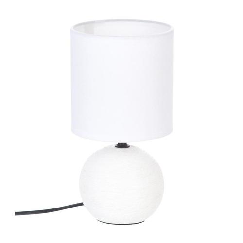 Lampe En C?Ramique Pied Boule Stri?E Blanc H 24.5 Cm