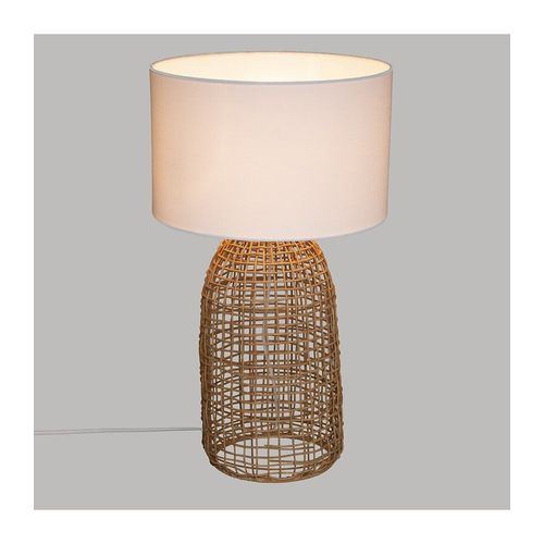 Lampe ? Poser En Rotin Et Abat-Jour Blanc H 55 Cm