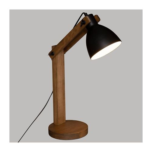 Lampe ? Poser Pied En Bois Et Abat-Jour En M?Tal Noir H 56 Cm