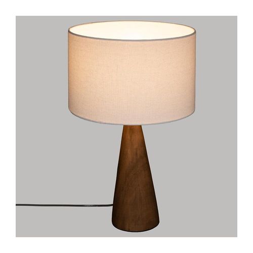 Lampe ? Poser Pied En Bois Et Abat-Jour Blanc H 46 Cm