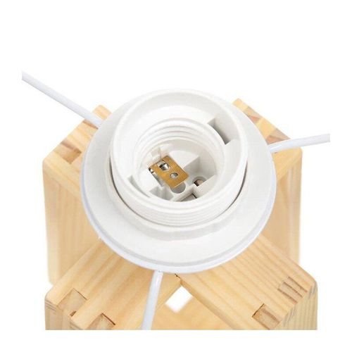 Lampe ? Poser Pied En Bois Et Abat-Jour Blanc H 34.5 Cm