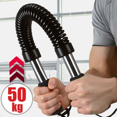Physionics® Power Twister - Extensible, Flexible, Barre En Acier, 50 Kg De Résistance, Musculation Des Pectoraux Et Épaules - Barre À Ressort, Appareil Bras, Tige Avec Ressort
