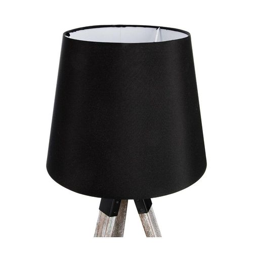 Lampe Tr?Pied En Bois Et Abat-Jour Noir H 58 Cm