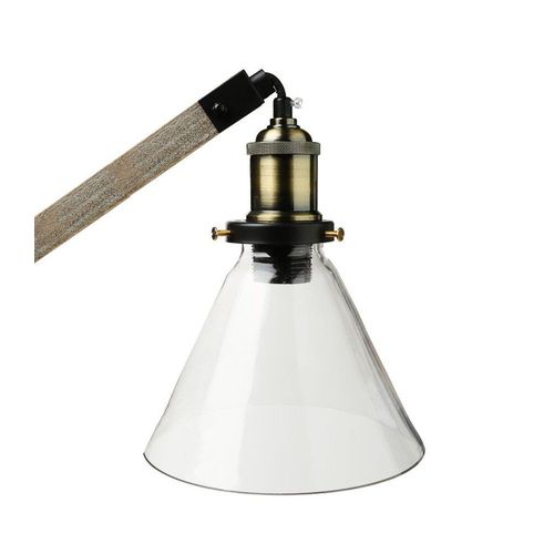 Lampe En Bois Et M?Tal & Abat-Jour En Verre H 59 Cm