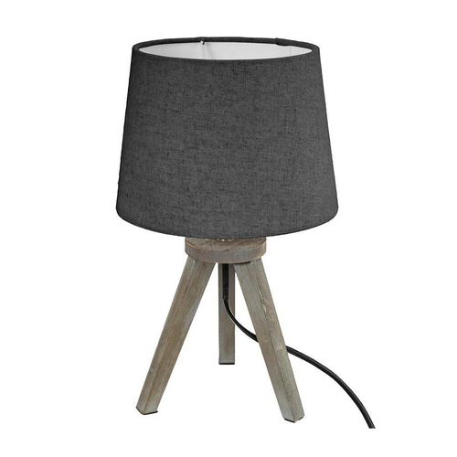 Lampe En Bois Bross? Et Abat-Jour Gris H 31 Cm