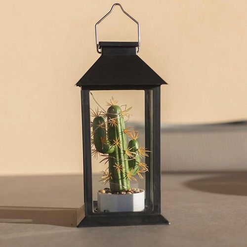 Lanterne V?G?Tale Solaire Pablo Noir Verre H35cm
