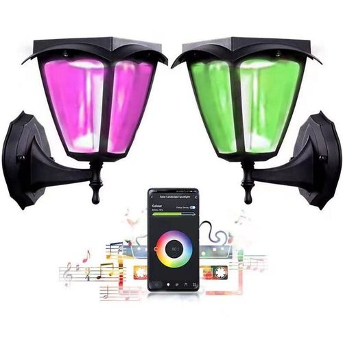 Lanterne Solaire Connect?E Murale Rgbw Ip54 - Noir - Silamp