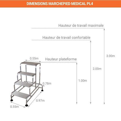 Marchepied Aluminium - 2 Marches - Hauteur Atteignable De 2.50m - Rg2