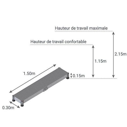 Marchepied Aluminium - 1 Marche - Mp1-150