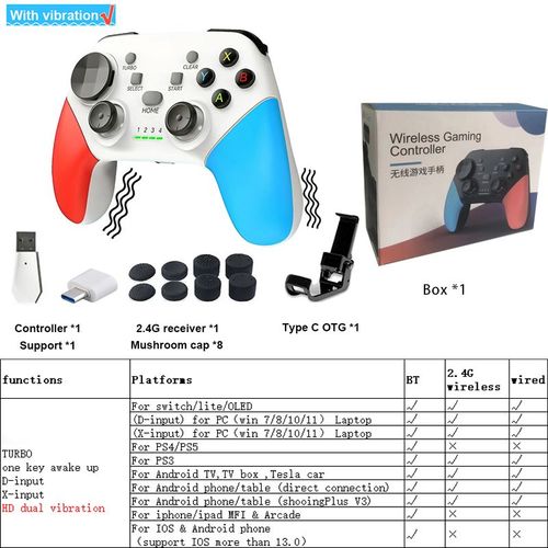 Blanc Avec Tout - Manette De Jeu Sans Fil Bt 5.0, Contrôleur De Jeu Pour Minecraft, Genshin, Pubg, Ppséventuelles P, Accessoires De Contrôle Pour Téléphone Portable Android