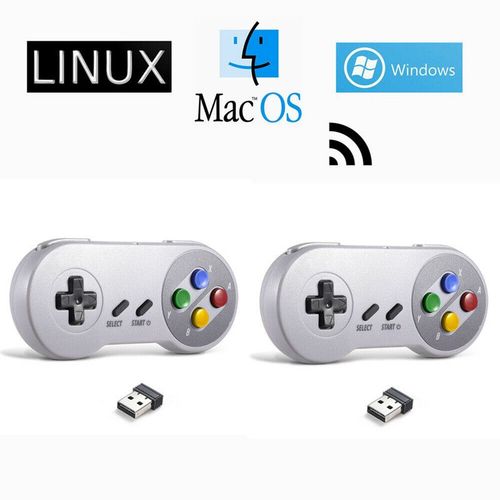 2pck - Manette De Jeu Sans Fil, 2.4ghz, Télécommande, Usb, Joystick, Console Pour Snes, Anjgames, Windows 10, 8/7, Pc Raspberry Pi3, Switch