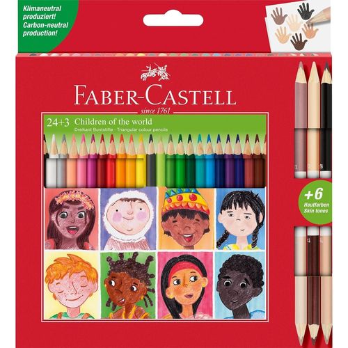 Faber-Castell - Triangular Pencils 24 Pcs 3 Skintones (511515)